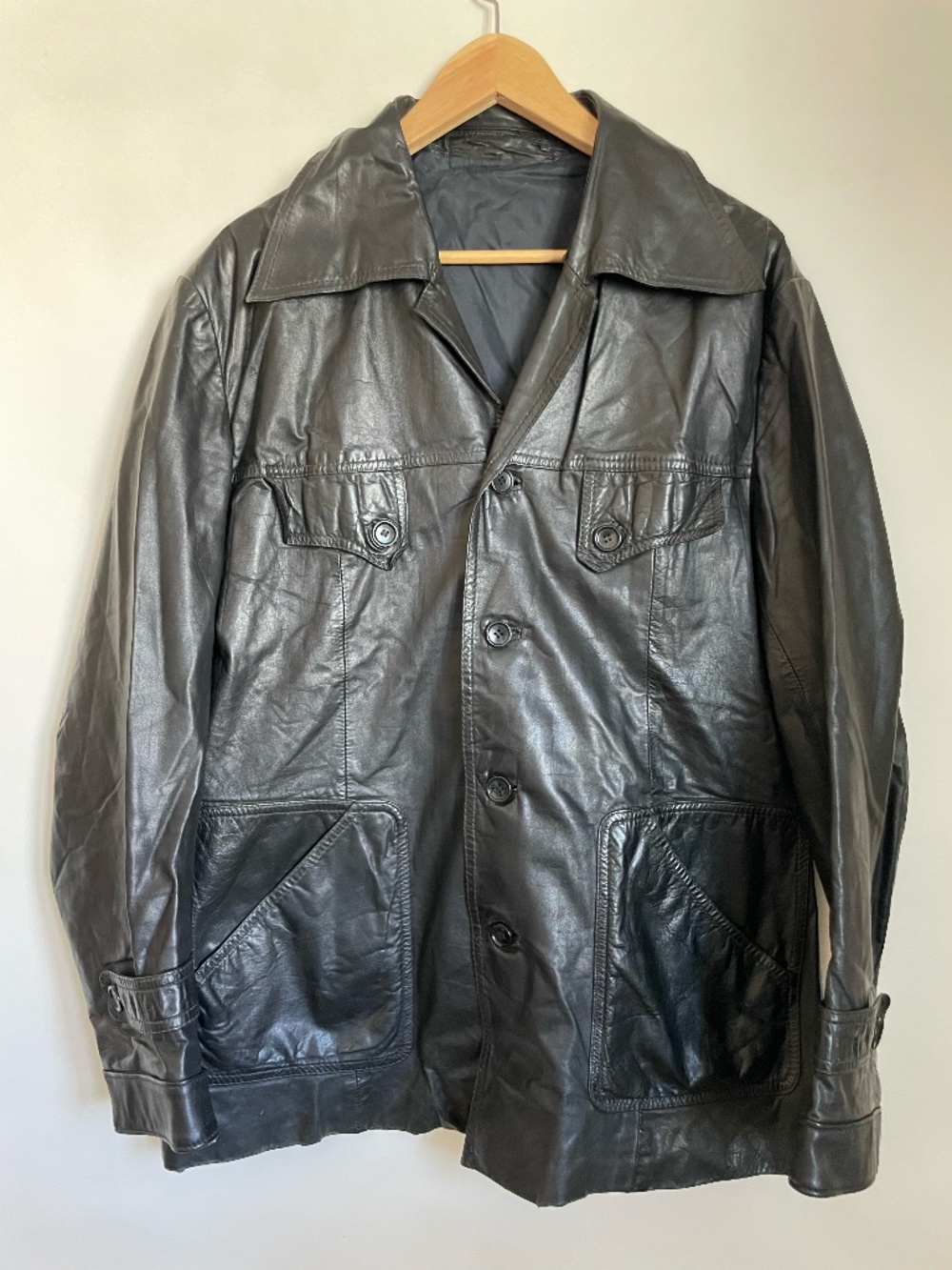 vintage light leather coat medium